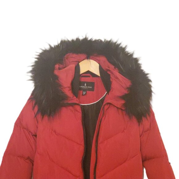LONDON FOG Down Winter Coat Faux Fur Trim XS - Picture 7 of 12